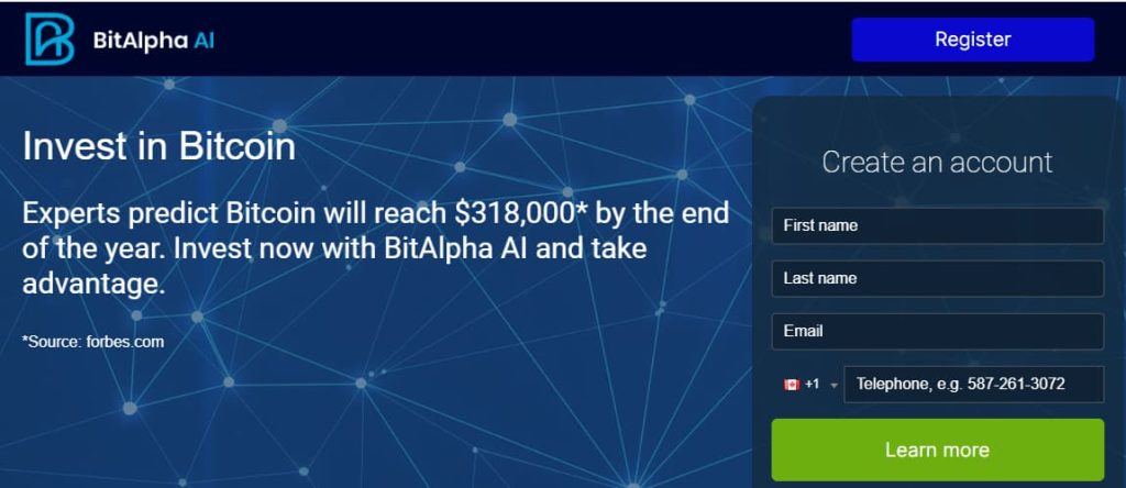 Bit Alpha AI website
